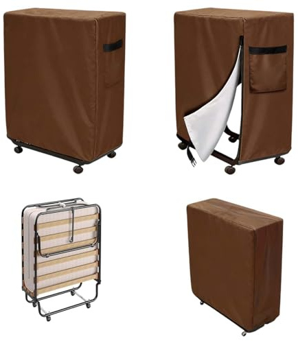 Telo di copertura per letto singolo,Copertura di Stoccaggio Letto Pieghevole,Copri Brandina Pieghevole,Adatto per letti pieghevoli e poltrone reclinabili, impermeabile e resistente al sole (Marrone)