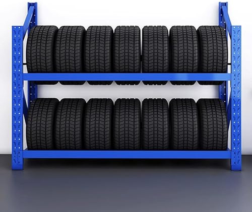Porte-pneus robuste à 2 niveaux, support de pneu en métal et organisateur pour garage, atelier, rangement d'abris auto