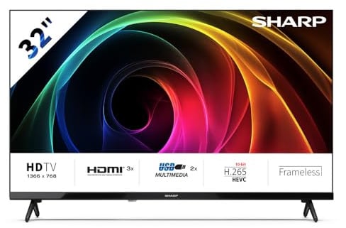 Sharp 32 Pollici HD Ready LED TV con Dolby Digital 3 HDMI 2 USB DVB-T/T2 32HA1205E (HA Series)
