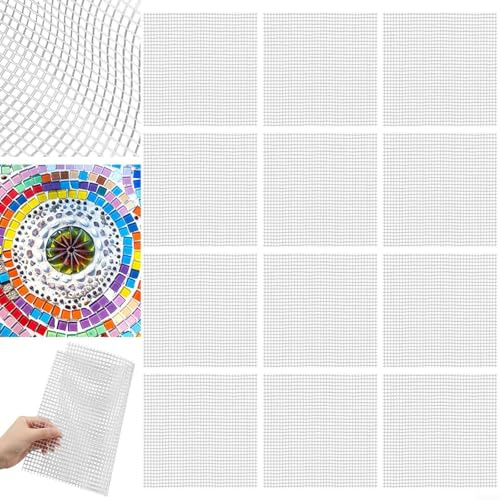 ZiStarlilife 24 Stück Fiberglas-Mosaik-Netz, 30,5 x 30,5 cm, 4 mm, Raster, ohne Rückseite, für Zement, Stein, Gips, Oberflächen, Heimdekoration, Bastelprojekte