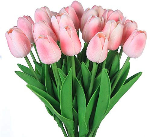 Veryhome Künstliche Blumen Gefälschte Blume Tulpe Latex Material Real Touch für Hochzeitszimmer Home Hotel Party Dekoration und DIY Decor ( Rosa - 10Stück )