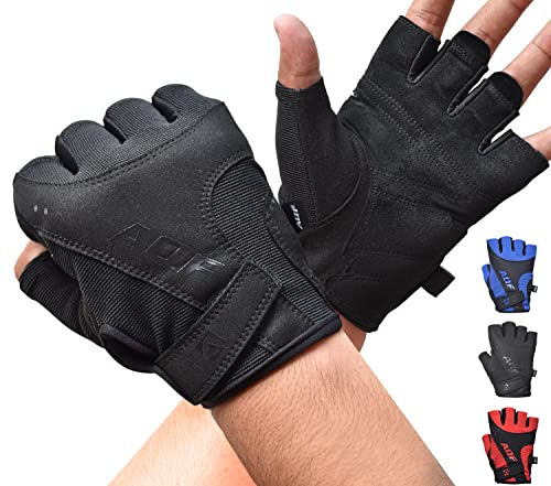 AQF Trainingshandschuhe Fitness Handschuhe Ultraleichte Fur Krafttraining Bodybuilding & Gym Workout Für Training, Fitness, Cross-Training Etc Herren & Damen (Schwarz, L)