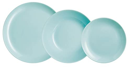 Luminarc Servizio Tavola 18 Pezzi, Diwali Light Turquoise, Vetro Opale, Turchese