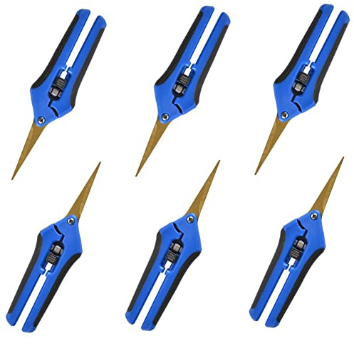 GROWNEER 6 Packs 6.5 Inch Pruning Shears with Curved Blades Trimming Scissors For Gardening Hand Pruning Snips Titanium Coated Precision Blades