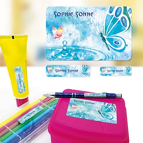 Sunnywall® Namensaufkleber für Kinder Kleidung & Gegenstände Schule Kita selbstklebende Namensschilder Stifteaufkleber waschmaschinenfest personalisiert | Aufkleber Wunschname wasserfest 88+ Stück
