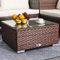 DIMAR GARDEN Table basse d'extérieur en osier avec plateau en verre, 64 cm, marron mélangé