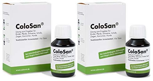 SaluVet ColoSan | Doppelpack | 2 x 100 ml | Arzneimittel für Pferde, Rinder, Schweine, Schafe, Ziegen, Kaninchen und Hunde | Bei Blähungen und Magen-Darm-Störungen