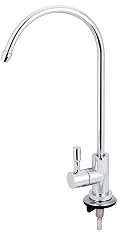 Kitchen Faucet Tap,1/4'' Zinc Alloy Chrome Reverse Osmosis RO Drinking Water Filter Replacement, 360° Rotation Goose Neck Faucet Tap