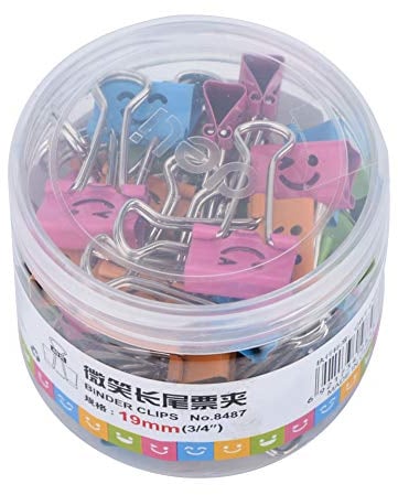 Sammelmappe Clips, Ordner Clips, Metall Clips Büroklammer Long Tail Binder für Dokumente Office School bunten Smiley 40pc/Lot