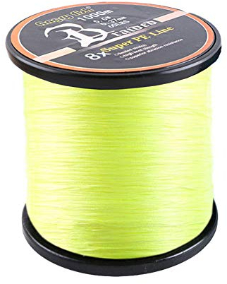 LSHEL Geflochtene Angelschnur 8fach 1000m PE Super Starke Geflochtene Schnüre, Gelb, 1.0# 0.17mm/9.09kg/20lb