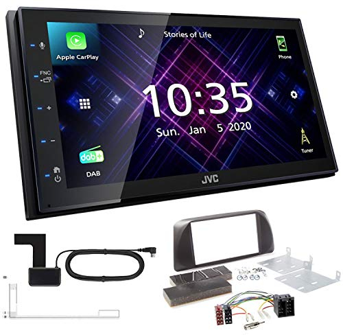 JVC KW-M565DBT 2-DIN Autoradio mit DAB Antenne passend für Alfa Romeo Giulietta 2010-2014 schwarz