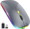 PASONOMI LED Kabellose Maus Wiederaufladbare Leise PC Maus mit USB Typ C Empfänger Kompatibel mit Computer/PC/Tablet (Grau)