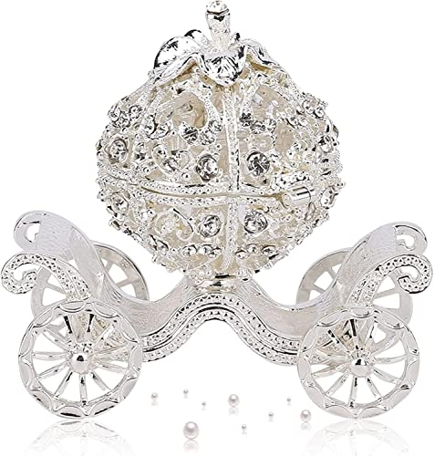 Duokon Kürbiskutsche, Kristall Kutsche Trinket Box, Schmuckschatulle zur Aufbewahrung der Ring Tischdekoration für Weihnachten, Valentinstag, Muttertag