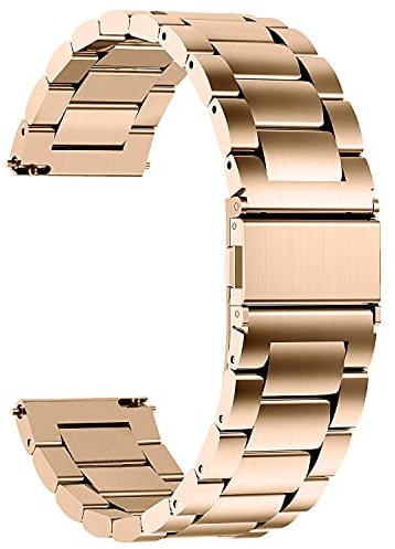 Fullmosa Bracelets de Montre en Acier Inoxydable 18mm Compatible avec Garmin Venu 3S/Venu 2S/Vivoactive 4S/Vivomove 3S/Forerunner 255S/255S Music/Forerunner 265S/move 3S/Active S Homme/Femme,Or Rose