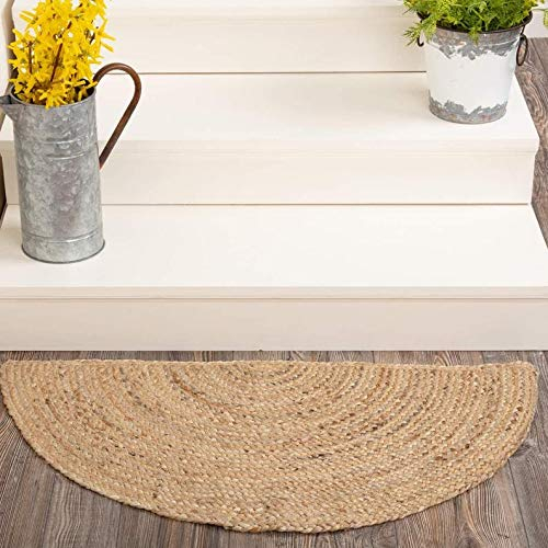 AFFERTO indischer handgefertigter natürlicher Jute-Teppich für den Außenbereich, Willkommensmatte, halbrund, Jute-Teppich, Haustür, Eingangsmatte, Küste, Bauernhaus, Bodenbelag, Außenbereich, Weg,
