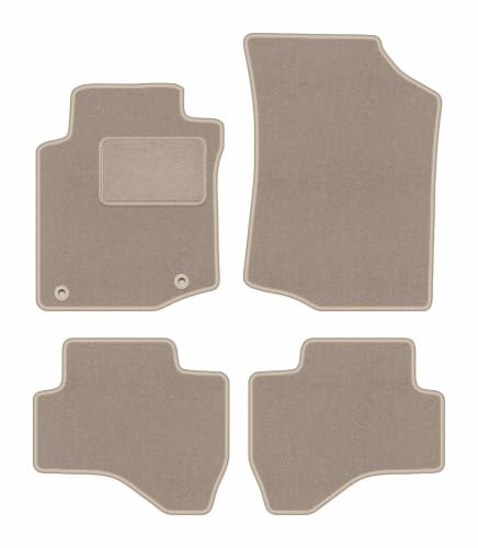 Velours-Fußmatten passend für Citroën C1 I 2005-2014, Beige, LUX, passgenau | passend für Schrägheck; Velours-Teppich (Polypropylen), ca. 6,5 mm; rutschfest, runde Befestigungen (Typ CP)