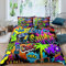 Hippie Cartoon Bettwäsche-Set Hip Hop Street Kultur Bettwäsche Set 200x200cm Graffiti Briefe Betten Set für Kinder Jungen Mädchen Teenager 3St.Reißverschluss Mikrofaser