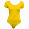 FAIRY TRENDZ LTD Ladies Stretch Bodysuit Top Womens Cap Sleeve Plain Round Neck Stretch Fitted Leotard(Yellow UK 8-10)