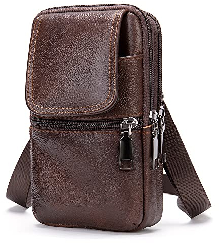 Leder Handy Gürteltasche, Umhängetasche Herren, Kleine Schultertasche Holster Mit Gütelclip, Hüftentasche Mit Karabiner Und Gürtelschlaufe