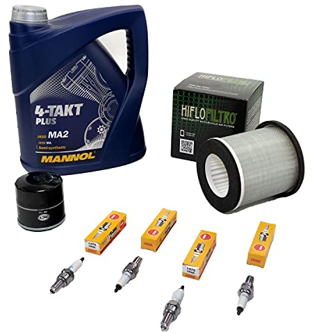 Wartungspaket Öl 4L + Luftfilter + Ölfilter + Zündkerzen für Yamaha XJ 600 XJ600 Diversion Baujahr 1992-2003