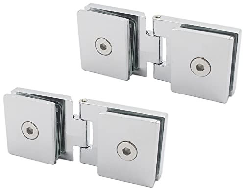 TTZEZE Lot de 2 charnières de porte en verre à 180 degrés pour porte de douche en alliage de zinc avec finition brossée pour porte de placard de 5 à 8 mm
