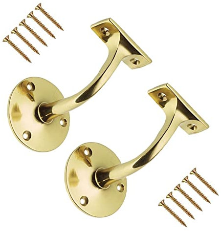 TERF® Lot de 2 supports de rampe d'escalier victorien en laiton poli robuste à fixation murale