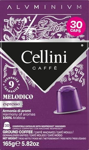 Café Cellini Aluminio Cápsulas Compatibles Nespresso* - Melodico 120pcs | Café Con Notas Aromáticas De Cacao Amargo
