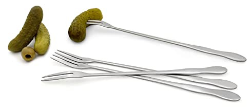 Pickle Forks Olive Fork pickle grabber, pickle picker for the jar, Cocktail Forks, Set of 4,long handle 7.8in