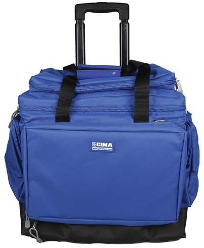 Gima - Smart Trolley-Tasche, aus wasserdichtem Polyester, widerstandsfähig, verstellbare Fächer, Außentaschen, Innenteiler, abnehmbare Handtasche, wasserdichter Gummiboden, Blaue Farbe, 56x32,5x49 cm