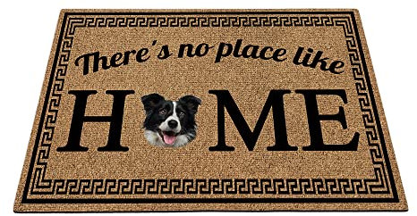 BAGEYOU There's no Place Like Home Doormat with Cute Border Collie Dog Welcome Floor Mat for Home Decor 23.6X15.7