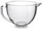 Ciotola per miscelazione in vetro, accessorio da 5 litri, compatibile con KitchenAid 4,5 e 5 Quart basamento inclinabile (senza coperchio)