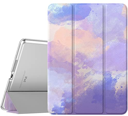 TiMOVO Hülle für iPad 9. Generation 2021/iPad 8. Generation 2020/iPad 7. Generation 2019, Ultra Dünn Durchscheinend Schutzhülle Smart Cover mit Auto Schlafen/Wachen für iPad 10,2 Zoll, Aquarell Lila