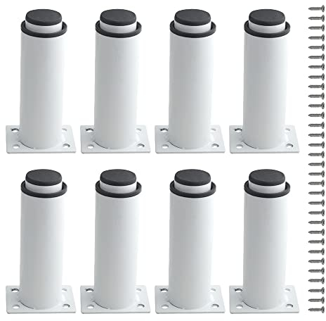 XINMEIWEN Lot de 8 pieds de meubles réglables en métal robuste pour table, lit, canapé (120 mm-180 mm, blanc)