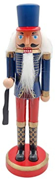 BESCH Figura Cascanueces Soldado Azul 27cm de Plástico con Escopeta - Adorno Navidad Figurita Marioneta Navideña