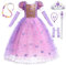 LiUiMiY Vestito Principessa Rapunzel Bambina Paillettes Costume Ragazze Tulle da Carnevale Festa, 7-8 Anni (Etichetta 150)