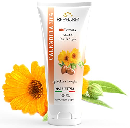 Bio Pomata alla Calendula Pura 100 ml – Calmante, Antiprurito e Rigenerante – Ideale per Neonato, Bambini e Adulti, per Viso e Cambio Pannolino – Idratante Naturale