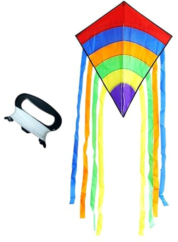 Delta Flugdrachen für Erwachsene Einleiner Drachen 73x65 cm mit Langen Farbigen Schwänzen Outdoor Sport Drachen für Strand und Windtraining Rot