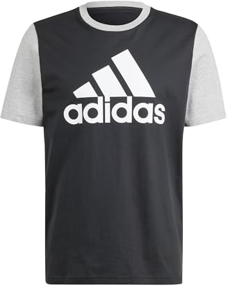 adidas Herren Essentials Single Jersey Big Logo Tee, Black/Medium Grey Heather, S