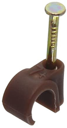 Reulin 7-8mm Round Cable Clips, Brown, 100 Pack with 2.4cm Nails Heavy-Duty Cable Management Clips for 7mm and 8mm Cables