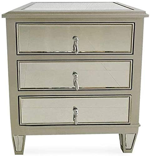 ANIFM Nachttisch, einfacher Nachttisch für Schlafzimmer, Büro, verspiegelter Nachttisch mit Schublade, Beistelltisch für Zuhause, verspiegelte Möbel, Nachttisch aus Glas Comfortable Anniversary