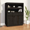 ZEYUAN Aparador Alto, Aparadores para Salon, Mueble Auxiliar Salón, Aparador Cocina, Muebles De Salon, Mueble Aparador, de Madera Maciza de Pino Negro 89x40x116,5 cm