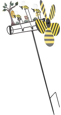 Robuste Bienen-Windmühle aus Metall mit Einfacher Installation, Niedliches Design mit Drei Kleinen Bienen, Breite Anwendung für den Garten Im Innenhof Im Freien, Schöne und