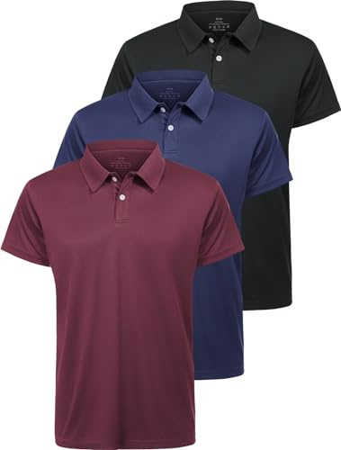 Star Vibe 3 Pack Polo Shirts for Men Quick Dry Activewear Short Sleeve Golf Polos Moisture Wicking Sport Casual Work Shirt