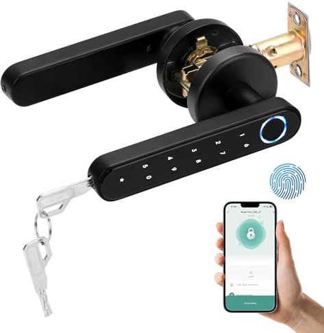 XSpecial Serratura Smart Porta Blindata, Serratura Elettrica Intelligente con Impronta Digitale/Sblocco Codice/APP/Chiave, Carica di Emergenza di Tipo C, Serratura Porta Blindata per Interna Esterna