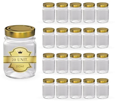 Espirito Rebelde 20 Pots de Conservation en Verre 212 ml avec Courvecle | Bocaux Alimentaire, Bocaux Sauce, Bocaux à Confiture, Bocaux pour Miel