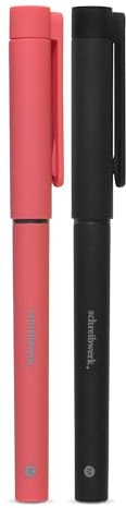 schreibwerk Tintenroller - 2er Set - Tintenschreiber für Rechts- und Linkshänder - Linienstärke 0,5 mm - Rot, Schwarz