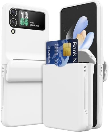 TECHGEAR for Samsung Galaxy Z Flip 4 Card Holder Case [2x Card Wallet Case] Premium Hybrid Tough Rugged Protective Bumper Case [Hinge Cover] Heavy Duty Protection for Samsung Galaxy Z Flip4 (White)
