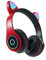 YIWENG B39 Cute Cat Ear Headset Wireless BT5.0 Foldable Gaming Headphone with Flash RGB lights Earphone TF Card Play/Wired Mode Red,BT5.0