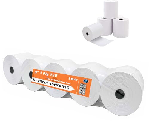 Star SP700 Küchen-Druckerpapier, je 5 Rollen, 7,6 cm x 4,5 m, 1-lagiger Bond-Beleg, 05 Rollen, POS, Registrierkasse, Point-of-Service-Druckerpapier, funktioniert auch für M188B, TMU220