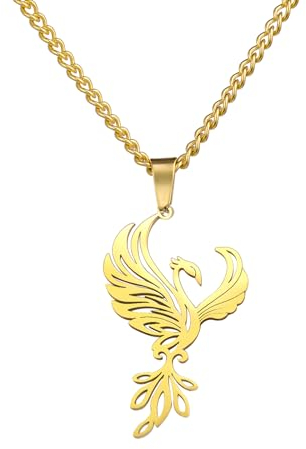 VASSAGO Rising Phoenix Halskette für Frauen Edelstahl Phoenix Feuervogel Anhänger Halskette für Männer Trendy Schmuck Geschenke